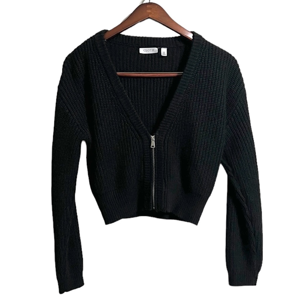Cloth by Design Cropped Knit 1/2 Zip Long Sleeve Sweater Size Large